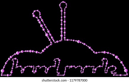 Continuous circle line drawing text Hand Made, knitting yarn and needles