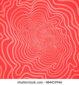 Continuous circular strongly deformed spiral pattern made by hand. The upper layer can change the color