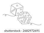 Continuous contour drawing of game dice, Two dice one line drawing. Dice Rolling A Continuous Line Drawing Depiction