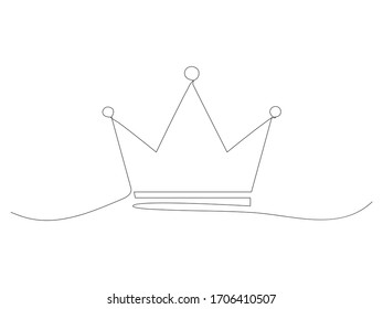 Continuous crown one line stock vector illustration isolated on white background.