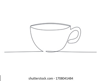 Continuous cup of coffee or tea line drawing stock vector illustration isolated on white background