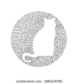Continuous curve one line drawing of adorable cat abstract art in circle. Single line editable stroke vector illustration of friendly cat for logo, wall decor, boho poster