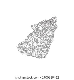 Continuous curve one line drawing. Wolves whose sharp teeth, pointed muzzles. Single line editable stroke vector illustration of predatory wolf for logo, wall decor, poster print decoration