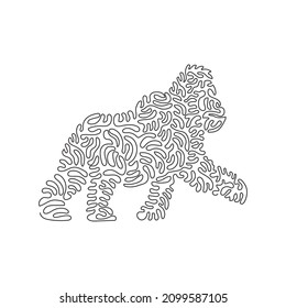 Continuous curve one line drawing of cute gorilla curve abstract art. Single line editable stroke vector illustration of the gorilla genus of primates for logo, wall decor, boho poster