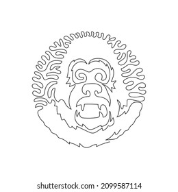 Continuous curve one line drawing of huge gorilla. Continuous line drawing graphic design vector illustration of  stocky gorilla for icon, symbol, company logo, poster wall decor