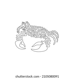 Curva continua de un dibujo de una línea de arte abstracto lindo cangrejo. Ilustración de un solo trazo editable vectorial de un animal adorable para logotipo, decoración de pared y decoración de impresión de afiches