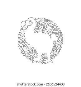 Continuous curve one line drawing of standing dodo abstract art in circle. Single line editable stroke vector illustration of dodo funny extinct species for logo, syimbol, wall decor and poster print