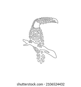 Continuous curve one line drawing of cute toucan curve abstract art. Single line editable stroke vector illustration of beautiful species animal for logo, wall decor and poster print decoration