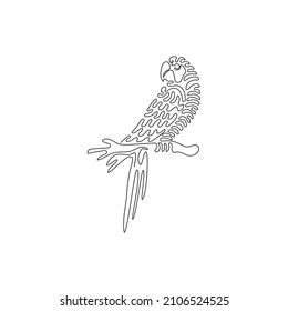 Continuous curve one line drawing of adorable parrot have curved bills abstract art. Single line editable stroke vector illustration of cute animal for logo, wall decor and poster print decoration