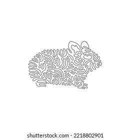 Continuous curve one line drawing of cute hamster curve abstract art. Single line editable stroke vector illustration of friendly domestic animal for logo, wall decor and poster print decoration