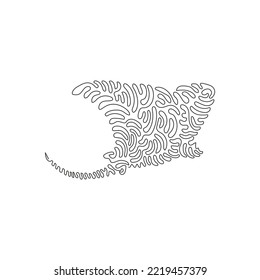 Continuous curve one line drawing of cute broad fins animal curve abstract art. Single line editable stroke vector illustration of dangerous stingray for logo, wall decor and poster print decoration