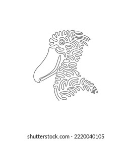 Continuous curve one line drawing of very large long legged bird curve abstract art. Single line editable stroke vector illustration of cute shoebill for logo, wall decor and poster print decoration