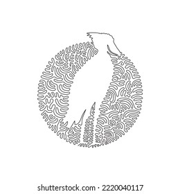 Continuous curve one line drawing of standing shoebill abstract art in circle. Single line editable stroke vector illustration of exotic animals for logo, wall decor and poster print decoration 