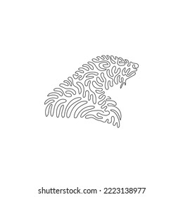 Continuous curve one line drawing of carnivorous mammals curve abstract art. Single line editable stroke vector illustration of otters have long, slim bodies for logo, wall decor and poster print art