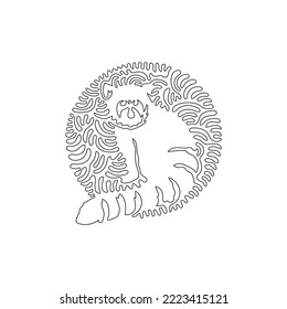 Continuous curve one line drawing of beautiful red panda abstract art in circle. Single line editable stroke vector illustration of charming red panda for logo, wall decor and poster print decoration