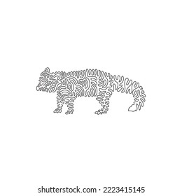 Continuous curve one line drawing of cute red panda curve abstract art. Single line editable stroke vector illustration of red panda has soft thick fur for logo, wall decor and poster print decoration