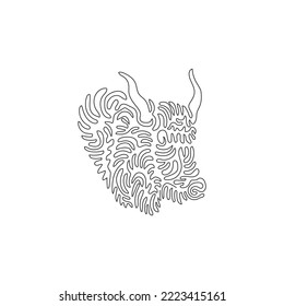 Continuous curve one line drawing of cute yak, curve abstract art. Single line editable stroke vector illustration of yak has long and curved horns for logo, wall decor and poster print decoration