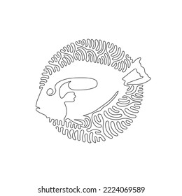 Continuous curve one line drawing of cute blue tang curve abstract art. Single line editable stroke vector illustration of marine aquarium fish  for logo, wall decor and poster print decoration