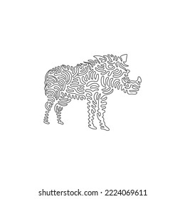 Continuous curve one line drawing of warthongs scary face curve abstract art. Single line editable stroke vector illustration of warthog large headed  for logo, wall decor and poster print decoration