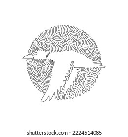 Curva continua un dibujo de línea de arte abstracto de mallard en círculo. Una línea editable de trazo simple ilustración vectorial de mallard es pájaro omnívoro para logo, decoración de pared y decoración de impresión de afiches