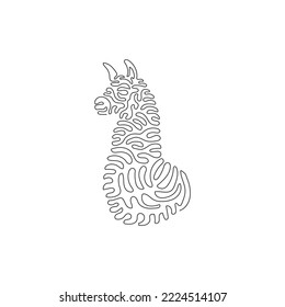 Continuous curve one line drawing of cute sitting alpaca curve abstract art. Single line editable stroke vector illustration of Alpaca, small camelid mammals for logo, wall decor, swirl curl style