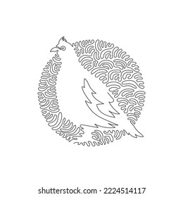 Curva continua un dibujo de línea de pájaro de pájaro de grupo permanente en círculo. Ilustración vectorial de trazo editable de una sola línea de grupo adorable para logotipo, decoración de pared y decoración de impresión de afiches
