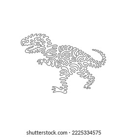 Continuous curve one line drawing of king dinosaurs curve abstract art. Single line editable stroke vector illustration of large theropod dinosaur for logo, wall decor and poster print decoration