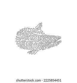 Continuous curve one line drawing of adorable salmon curve abstract art. Single line editable stroke vector illustration of salmon popular food fish for logo, wall decor and poster print decoration