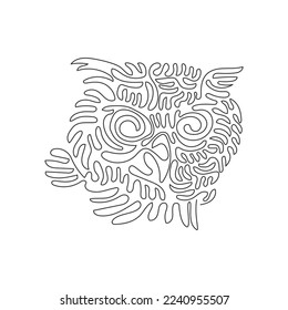 Continuous curve one line drawing of adorable owl curve abstract art. Single line editable stroke vector illustration of big owl eyes for logo, wall decor and poster print decoration