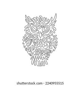 Continuous curve one line drawing birds of prey curve abstract art. Single line editable stroke vector illustration of owls roost alone for logo, wall decor and poster print decoration