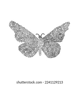 Continuous curve one line drawing of adorable butterfly curve abstract art. Single line editable stroke vector illustration of appealing creatures in nature for logo, wall decor and poster wall decor