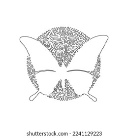 Continuous curve one line drawing of clavated antenna abstract art in circle. Single line editable stroke vector illustration of butterfly transparent wings for logo, syimbol and poster wall decor