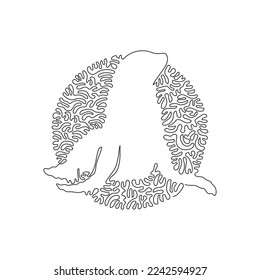Continuous curve one line drawing of unique sea lion abstract art in circle. Single line editable stroke vector illustration of playful animals for logo, wall decor and poster print decoration