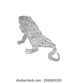 Curva continua un dibujo de una línea de la curva de iguana adorable arte abstracto. Dibujo de una línea editable de trazo simple ilustración vectorial de la cola de iguana como un látigo para logo, decoración de pared, decoración de impresión de afiches