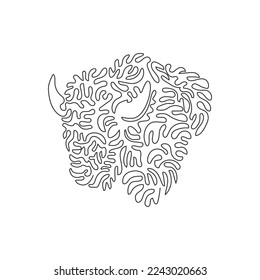 Continuous curve one line drawing of aggressive bison curve abstract art. Single line editable stroke vector illustration of enormous animals for logo, wall decor and poster print decoration