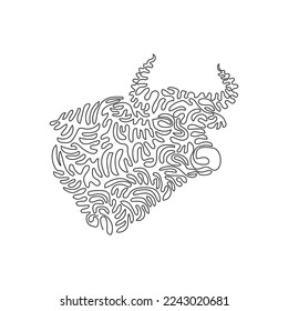 Continuous curve one line drawing of aggressive bull, curve abstract art. Single line editable stroke vector illustration of bulls very muscular neck for logo, wall decor and poster print decoration