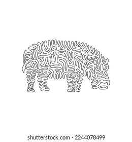 Continuous curve one line drawing of Hippopotamuses have small legs,   curve abstract art. Single line editable stroke vector illustration of powerful animals for logo, wall decor, poster print decor