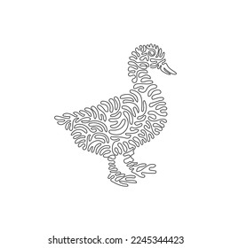 Curva continua de un plano de línea. Los pollos son de cuello corto. Arte abstracto de curva. Ilustración vectorial de trazo editable de una sola línea para el logotipo, símbolo, decoración de pared y decoración de impresión de afiches