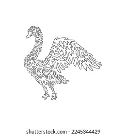 Continuous curve one line drawing abstract art. Swan showing off his wingspan. Single line editable stroke vector illustration of beautiful swan for logo, syimbol, wall decor, boho print art