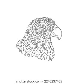 Continuous curve one line drawing abstract art. Hawk has sharply pointed, strong beak. Single line editable stroke vector illustration of hawks birds of prey for logo, syimbol, wall decor, boho poster