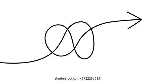 Continuous curved line forming a knot and arrow pointing direction