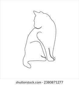 Esbozo de arte de una sola línea de mascota gato lindo continuo Ilustración de vectores