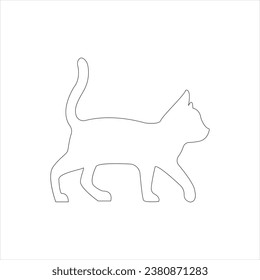 Continuous cute cat pet animal single line art outline Vector illustration