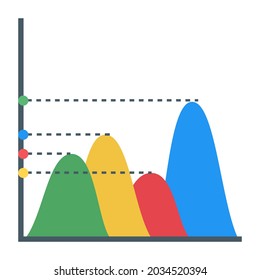 A continuous data in flat icon denoting waves graph