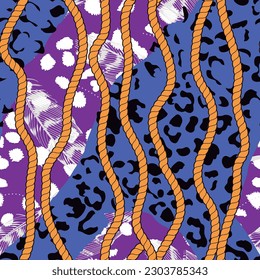 continuous design with animal print and ropes. Pattern seamless for textile industry.