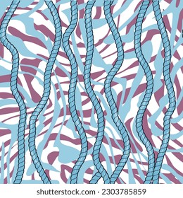 continuous design with animal print and ropes. Pattern seamless for textile industry.
