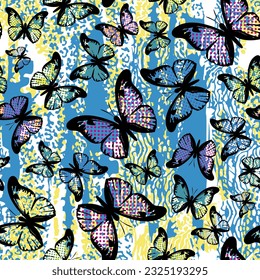 continuous design of butterflies. Pattern seamless for textile industry. 