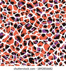 continuous design of fantasy animal print, such as light blue and purple. Pattern seamless  for the textile industry