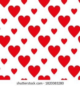 Kontinuierliches Design der roten Herzen auf weißem Hintergrund. Muster Nahtlos für den Valentinstag