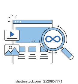 Desenvolvimento contínuo e design de ícone de manutenção. Representando a Manutenção do Software.Integração Contínua.Entrega Contínua.DevOps. Ícone EPS.